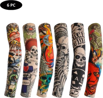 Nivard Tattoo Sleeve - Voor Volwassenen - Mouw - Tatoeage - Arm Warmer - Zonbescherming - UV Beschermend - 6 Stuks