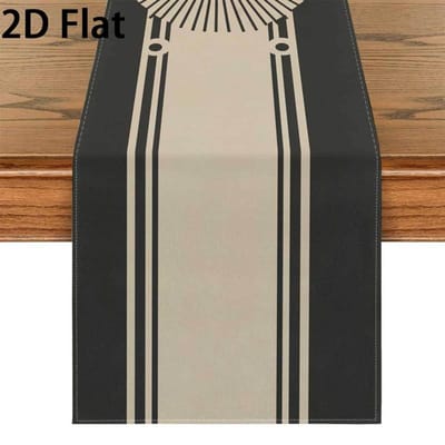 Art Deco Geometrische Streep Tafel Runner, Retro Zwart Beige Tafel Decoratie 40x140cm black