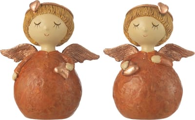 J-Line figuur Engel Hart - polyresin - koper - small - 2 stuks