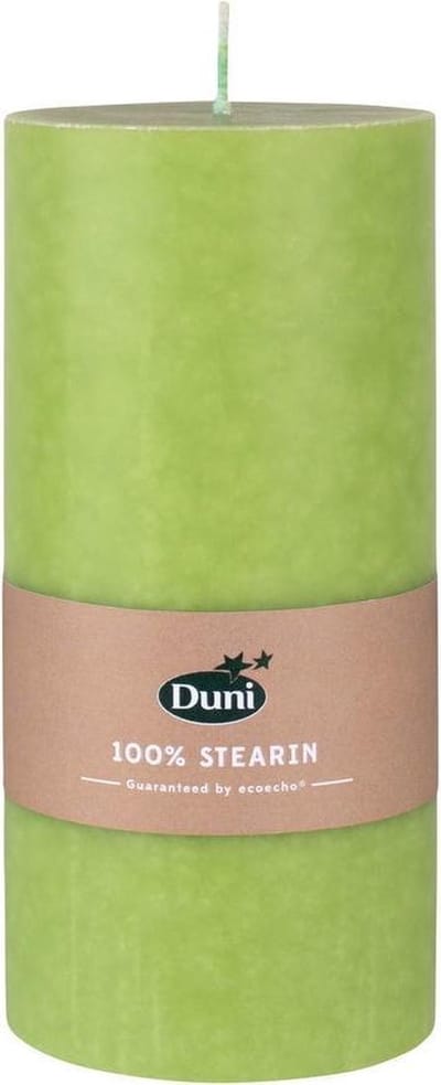 Bladgroene cilinderkaarsen/stompkaarsen 15 x 7 cm 50 branduren - Groene geurloze kaarsen