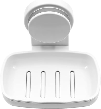 Badzuignapzeepdispenser met Afvoer voor Wandmontage - Verwijderbare Witte Zeep- en Sponscontainer zonder Boren, Ideaal voor Badkamer en Keuken