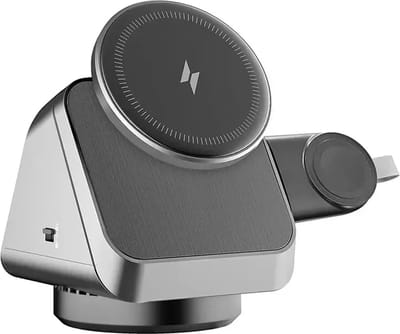 DrPhone SpinCharge - 360° Draaibare 3 In 1 Magnetische Oplader – Compatibel Met Apple Telefoons / Airpods / Watch Ultra 2/ 9/8/7 – Draadloze Oplader - Zwart