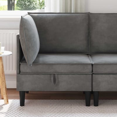 vidaXL - Sofa - met - opslag - Donkergrijs - Fluweel