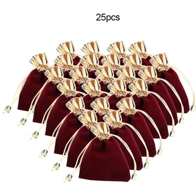 25 stuks Trekkoord Cadeau Sieraden Opbergzakje Houder Zakje Organizer (Wijnrood 10x12,5cm) beige