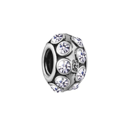 Quiges - 925 - Zilveren - Bedels -Sterling zilver - Beads - Zirkonia Transparant Kraal Charm - Geschikt – voor - alle bekende merken - Armband Z677