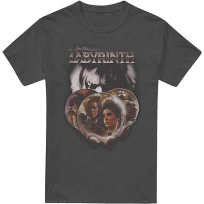 Labyrinth Unisex Volwassen Globe Heather T-shirt L houtskool