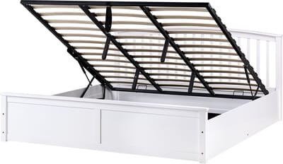 CLARBEC - Bed met opbergruimte - Wit - 180 x 200 cm - Dennenhout