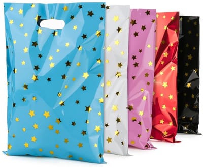 Fako Bijoux - 50x Folie Uitdeelzakjes Gouden Sterren - 50 stuks - Traktatie Zakjes Voor Uitdeelcadeautjes - Uitdeelzakjes Kinderfeestje - Verjaardag - 5 Kleuren