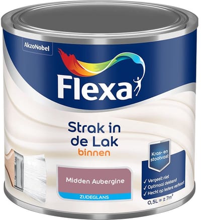 Flexa - Strak In De Lak Binnenlak Zijdeglans - Midden Aubergine - Mengverf - 500 Ml