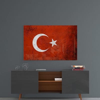 Insigne Glazen Schilderijen  - Turkse Vlag - Glasschilderij - 110x70 cm - 4 mm