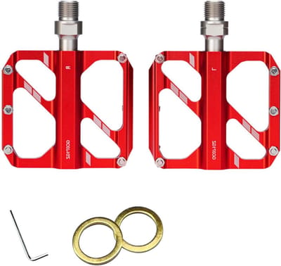 Fietspedalen - Aluminium pedalen - Veilig Fietsen - 10 Antislippinnen - 14 mm schroefdraad - Rood