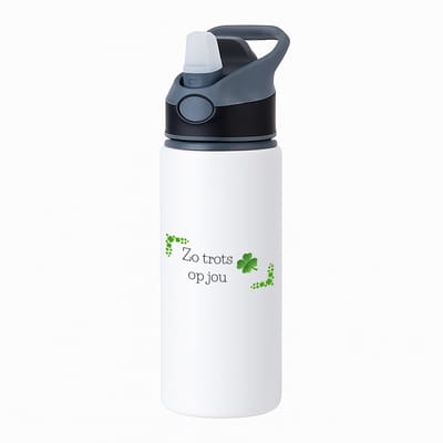 Hacebo® - Collega cadeau waterfles met rietje zwart - Collega - Trots op jou cadeau - Geluk cadeau - Collega kado - Collega afscheid - Klavertje vier cadeau - Collega cadeautjes verjaardag - Leuk kado om te geven - water fles - 650ML