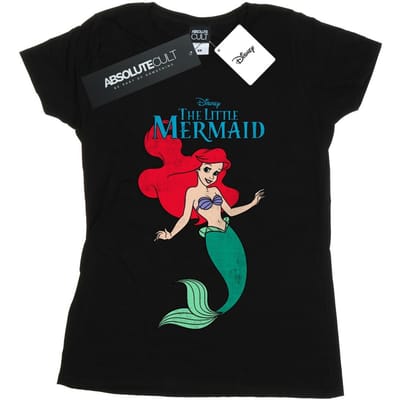 Disney Dames/Dames De Kleine Zeemeerminlijn Ariël Katoenen T-Shirt (Zwart)