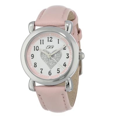 La Rosa Princesa Hart Pastel Roze Kinderhorloge Meisje Leer - Ø 27 mm - Verstelbaar - Leren Band - Quartz Horloge - Japans Uurwerk - Analoog