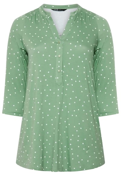 Yours Groene Blouse Met Stippen Size 42