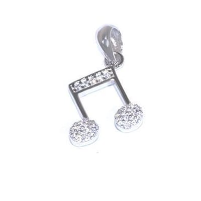 Blinx Jewels Zilveren Hanger Muzieknoot Steentjes