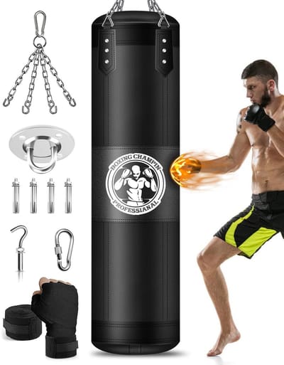 Dailygoods - Bokszak voor volwassenen, om op te hangen, ongevuld, 120 cm, voor kickboksen, Muay Thai, karate, judo, taekwondo, MMA, bokszak