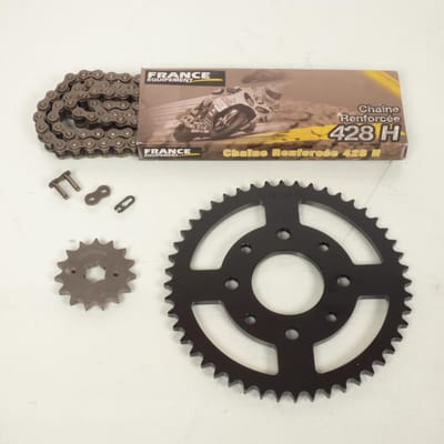 Kit chaîne FE 15x48 pas 428 pour moto BRIXTON 125 Cromwell 2020 à 2022 Neuf