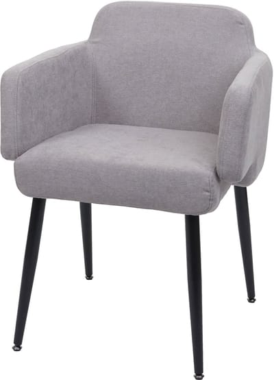 Eetkamerstoel MCW-L13, gestoffeerde stoel keukenstoel stoel met armleuningen, stof/textiel metaal MVG ~ grijs