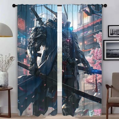 Geen Twin Ghost Flame Keukengordijnen voor Woonkamer Gordijn Home Interieur Gordijnen 2 Stuks Shades Tule voor Slaapkamer Afscheiding W50xH70cmx2pcs-CL