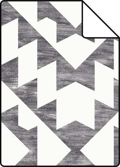 Proefstaal ESTAhome behang Marrakech aztec tapijt zwart en mat wit - 26.5 x 21 cm - 148677-S