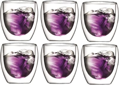 set van 6 dubbelwandige glazen 25cl - bodum - pavina set