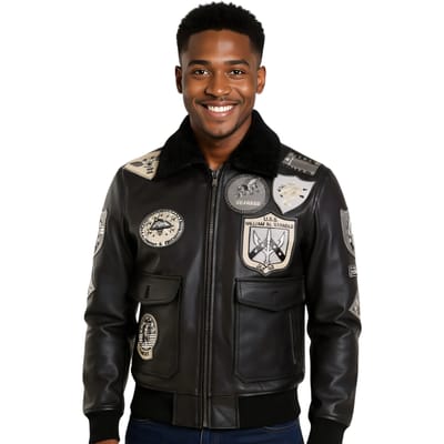 Heren True Black Top Gun A2 leren bomberjack - Perth