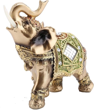 Dailygoody - Green Elephant Statue - Geluk en Welvaart - Elegante Decoratie - Groen - Beeldhouwwerk - Uniek Ceremonieel Ontwerp - Geschikt voor Verjaa..