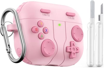 Game Case voor AirPods Pro 3 - Schokbestendige Silicone Bescherming met Schoonmaakset en Sleutelhanger, Geschikt voor 3e Generatie AirPods Pro, Roze, Draagbaar en Stijlvol