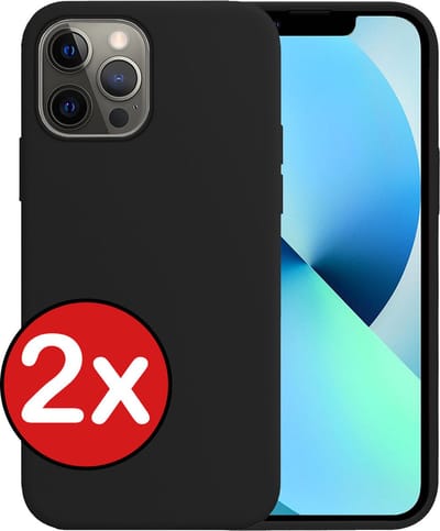 Hoesje - 2 Stuks - Geschikt voor Apple iPhone 14 Pro - Sterk & Shockproof - Telefoonhoes - Back Cover - Case Siliconen - Telefoon Hoes - Zwart