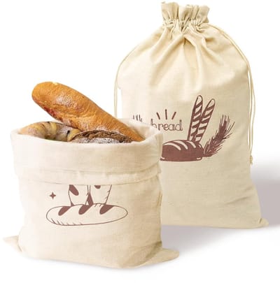 Dailygoods- Broodzak Herbruikbaar - 2-pack Broodzakken - Linnen Broodzak - Trekkoordsluiting - 31x39cm - Duurzaam en Stijlvol - Broodbewaarzak