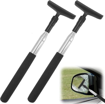 Intrekbare zijspiegelwissers, auto-achteruitkijkspiegelwisser, zwart, mini-raamtrekker, auto, intrekbare gelaagde borstelkop voor alle voertuigspiegels, uittrekbaar tot 97 cm