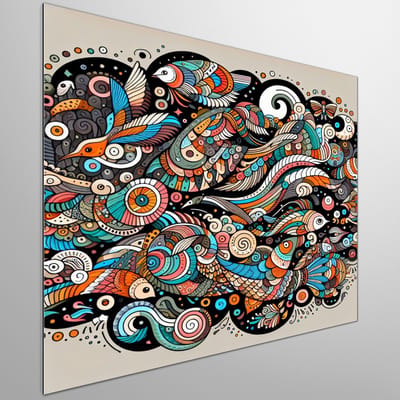 Doodle vee schilderij | Vee Doodle: een artistieke reis door de wereld van koeien | Kunst - 30x30 centimeter op Dibond | Foto op Dibond