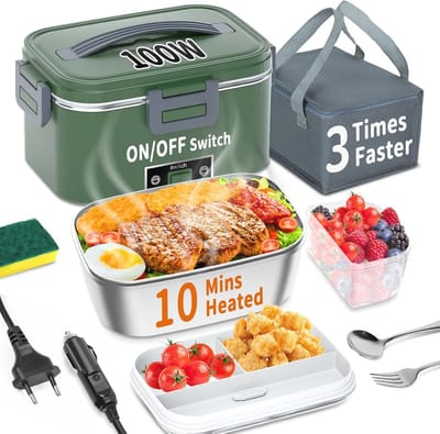 Snelverwarmende Elektrische Lunchbox 1.8L - 3-in-1 Draagbare Voedselverwarming voor Auto, Vrachtwagen en Thuis