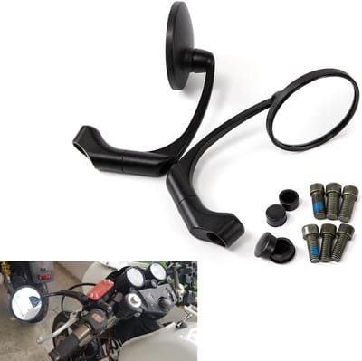Ronde Universele Motorr achteruitkijkspiegel 10mm voor Cafe Racer - Zwart, Duurzaam en Verstelbaar