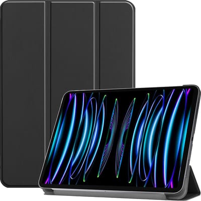 Hoes - Geschikt voor Apple iPad Pro (2022) - 12.9 inch - Dun & Stevig - Trifold Bookcase - Hard Cover - Hardcover Book Case - Tablet Hoesje - Zwart