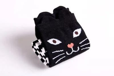 WiseGoods Premium Kniekousen Meisjes 6-12 Jaar - Katoen - Lange Sokken Met Dierenprint - Comfortabel En Ademend 1 Paar - Zwart