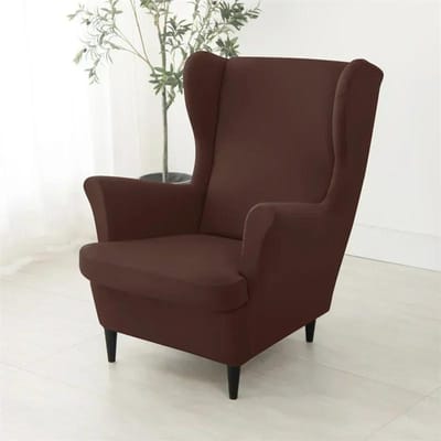 1 pièce Housse de fauteuil à oreilles couleur unie Stretch Style classique Housse de fauteuil élastique Anti-salissure Housse de canapé simple pour salon