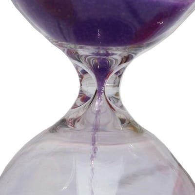 Kleurrijke Zandloper van Glas voor Thuisdecoratie - Perfecte Tijdmeter voor Kerst- en Verjaardagscadeaus (5 Minuten, Paars)