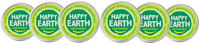 Happy Earth 100% Natuurlijke Deodorant Balm Bergamot - 6 x 45 gr - Voordeelverpakking