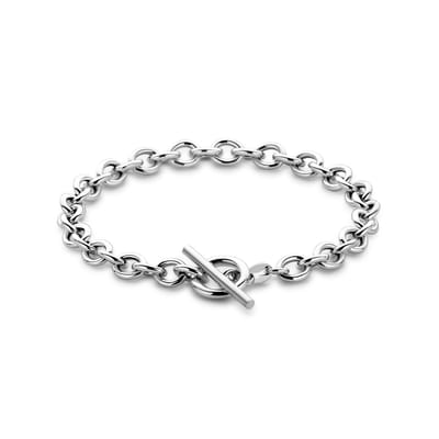 Zilver Gerhodineerd Armband 6 Mm 18,5 Cm Kapittelslot 1339688