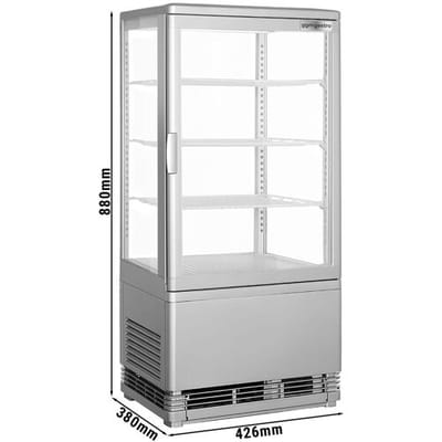GGM Gastro Tisch-Panoramavitrine - 68 Liter - 420mm - 3 Ablagen - Silber Zilver
