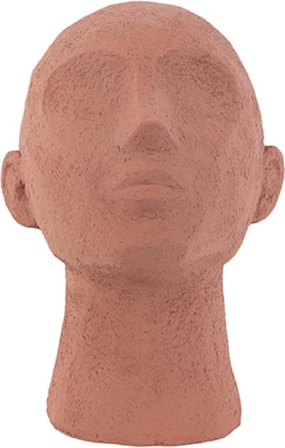 Present Time Ornament Face Art Up - Polyresin Terracotta Oranje - 18,5x16x22,8cm - Scandinavisch