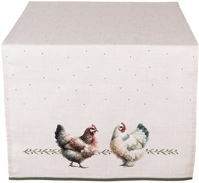 Clayre & Eef Tafelloper 50x140 cm Beige Katoen