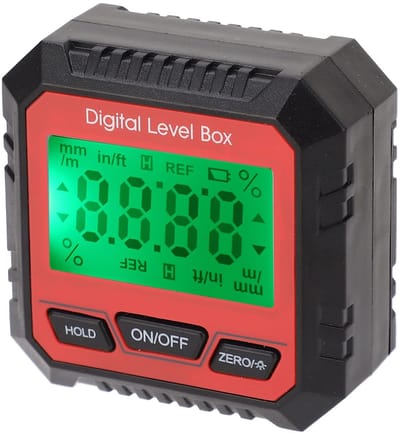 Allecto - Digitale niveaubox - Gradenboog tilometer - Hoge precisie meetinstrument - Rood - Houtbewerking gereedschap - Geschikt voor bouw en decor...