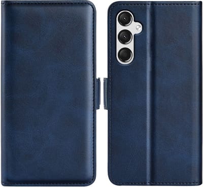 MobyDefend Hoesje - Geschikt voor Samsung Galaxy A15 - Luxe Wallet Book Case (Sluiting Zijkant) - Blauw