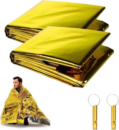 Reddingsdeken Set - Warmtedeken Nood - Outdoor Activiteiten - Waterdicht Winddicht - 2 Stuks 160x210cm - Goud Zilver