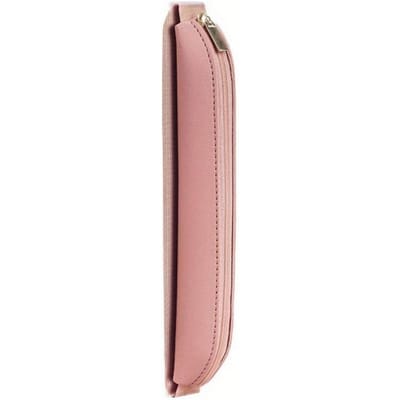 Trousse à crayons en cuir PU couleur unie mignonne rangement pour un seul stylo couvre-stylo avec élastique fournitures scolaires stylos de bureau couverture de protection rose