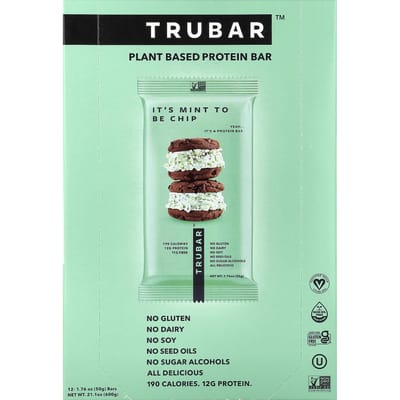 Trubar, Plantaardige Eiwitreep, It's Mint to Be Chips, 12 Repen, 50g (1,76 oz) Elk