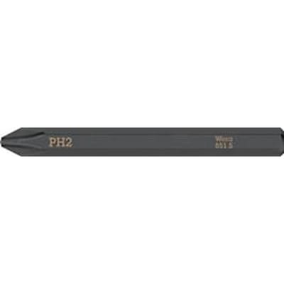 WERA bit 851 S PH 2, PH 2x70 mm, DIN ISO 1173, extra taai, 1/4" zeskantaandrijving, 5 stuks